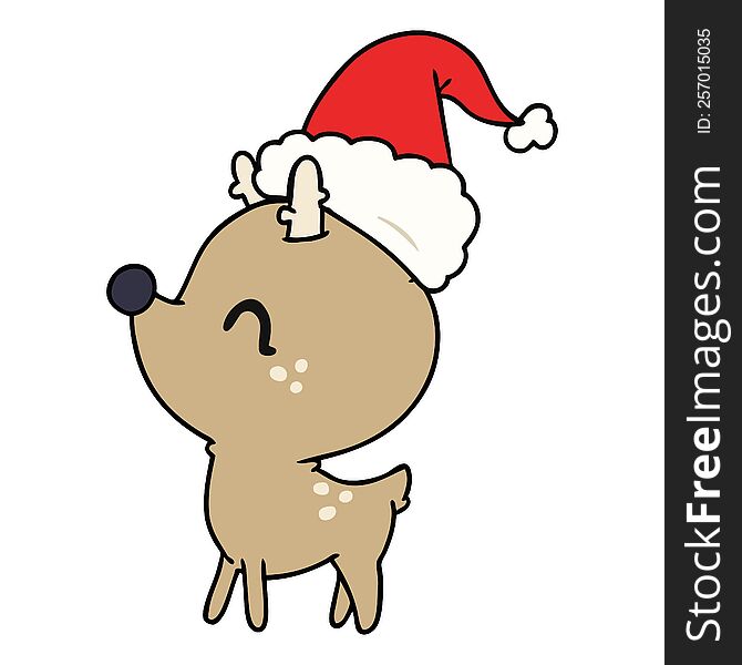 christmas cartoon of kawaii deer