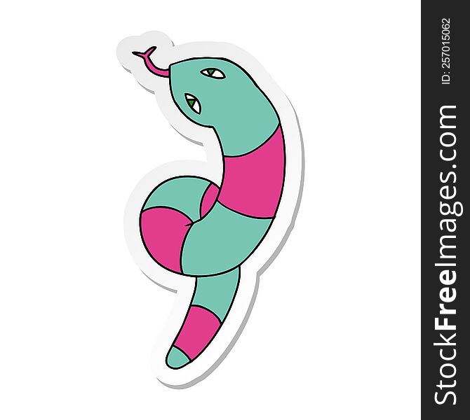 Sticker Cartoon Of A Long Snake