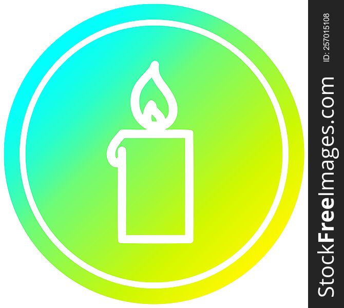 burning candle circular icon with cool gradient finish. burning candle circular icon with cool gradient finish