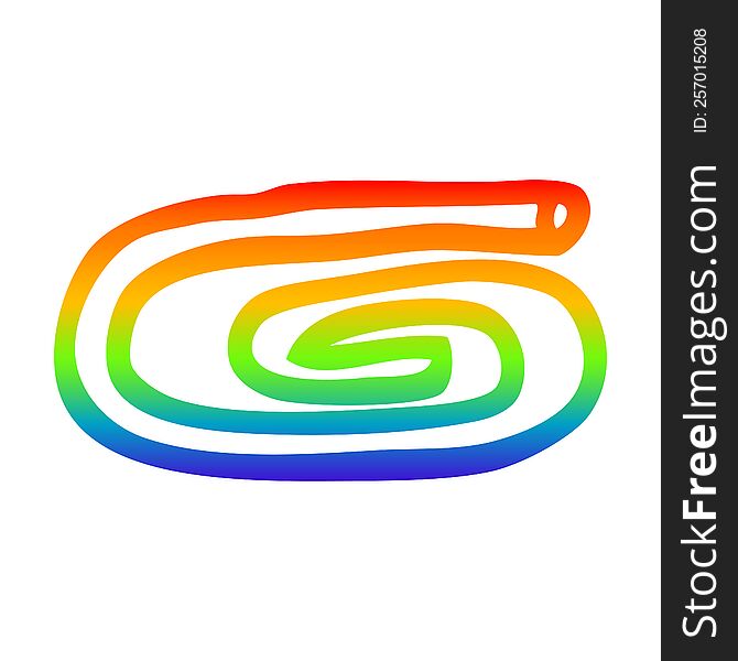 rainbow gradient line drawing of a cartoon paper clip