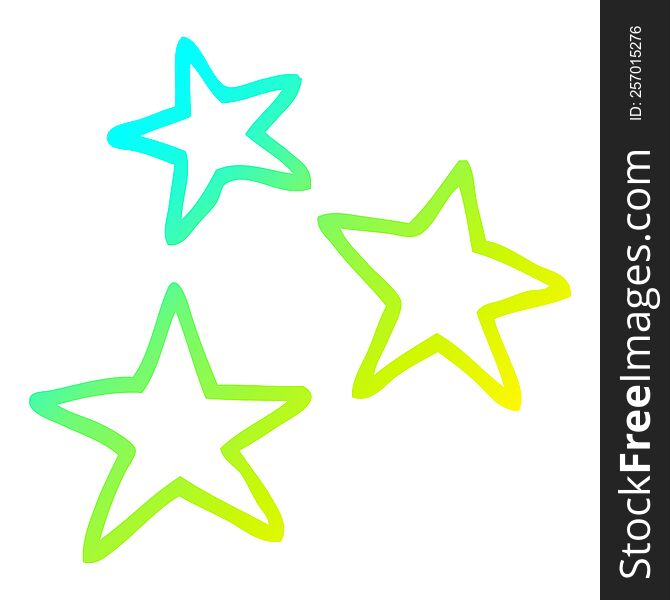 cold gradient line drawing of a cartoon star symbols