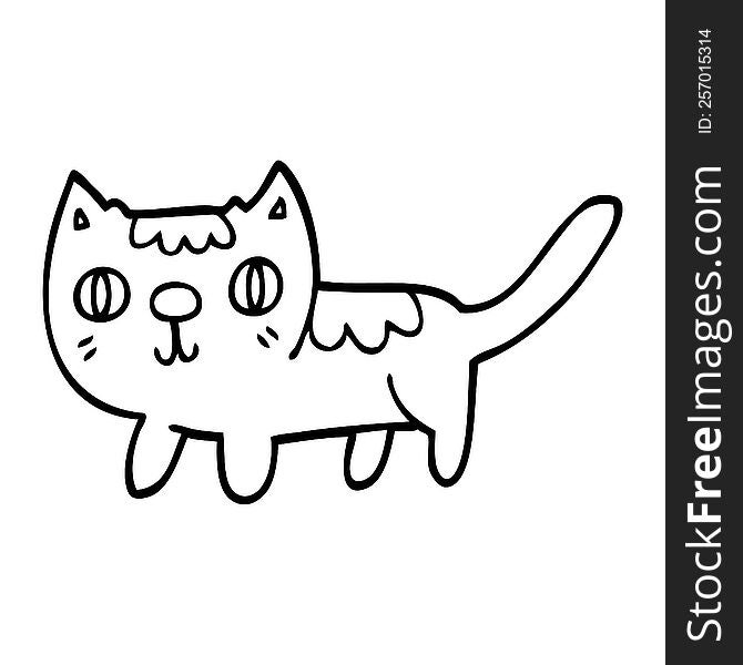 Line Drawing Cartoon Little Cat