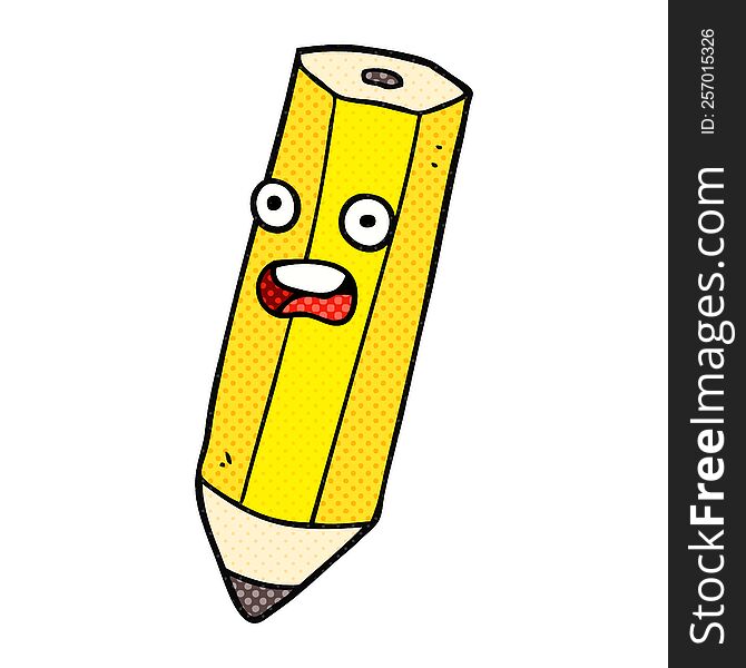 Happy Comic Book Style Cartoon Pencil