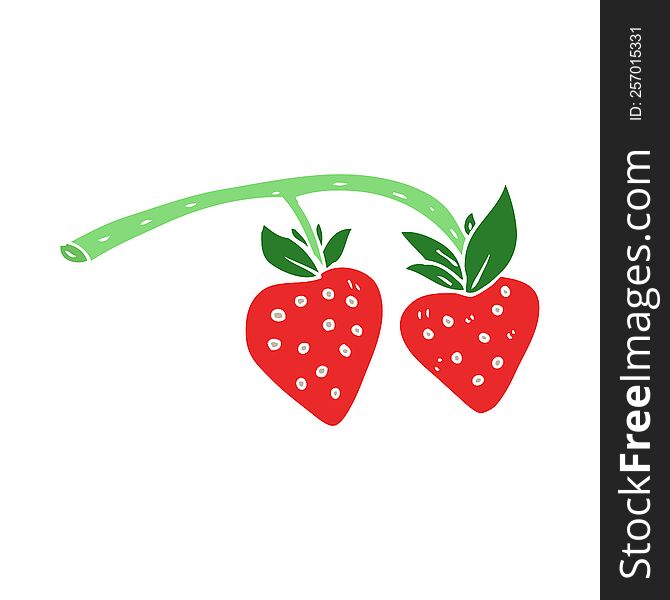 Flat Color Illustration Of A Cartoon Strawberries