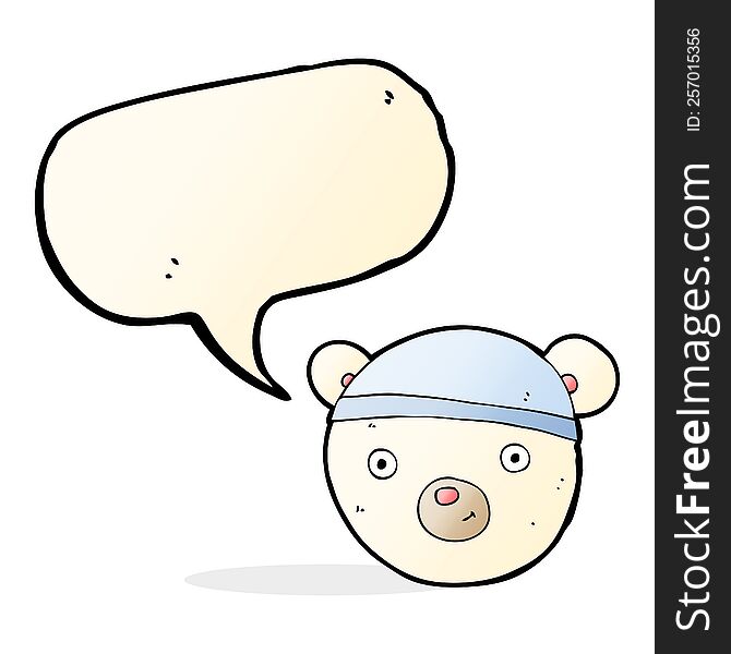 Cartoon Polar Bear Face With Speech Bubble