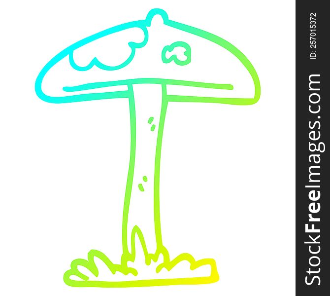 Cold Gradient Line Drawing Cartoon Mushroom