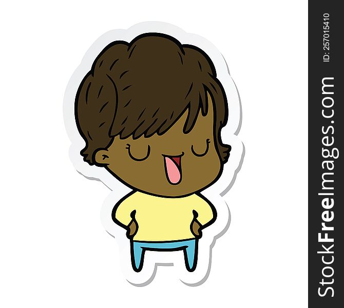 sticker of a cartoon woman talking