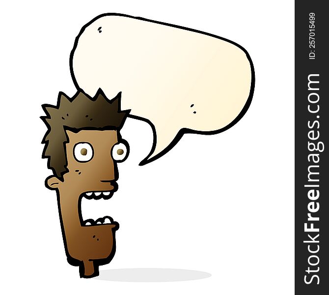 Cartoon Shocked Man S Face With Speech Bubble