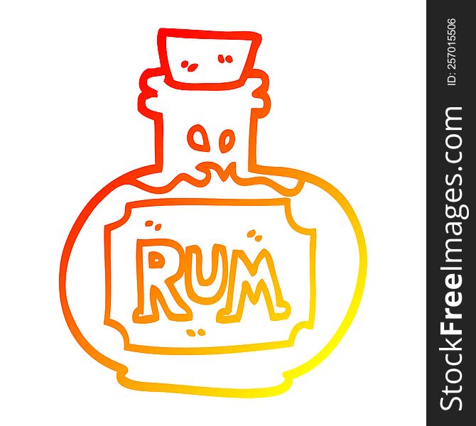 warm gradient line drawing of a cartoon old bottle of rum