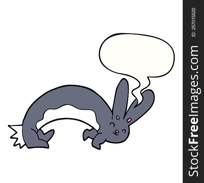 Funny Cartoon Rabbit And Speech Bubble