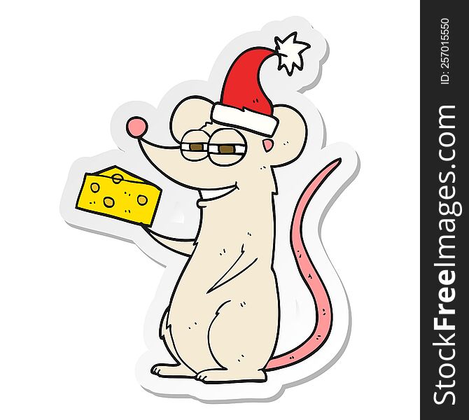 sticker of a cartoon christmas mouse