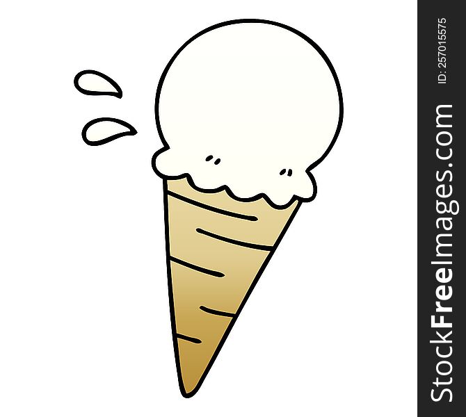 Quirky Gradient Shaded Cartoon Vanilla Ice Cream