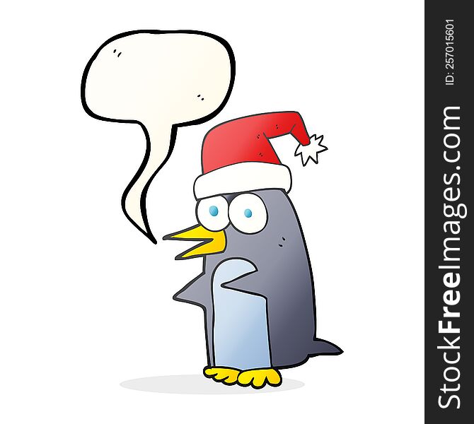 Speech Bubble Cartoon Christmas Penguin