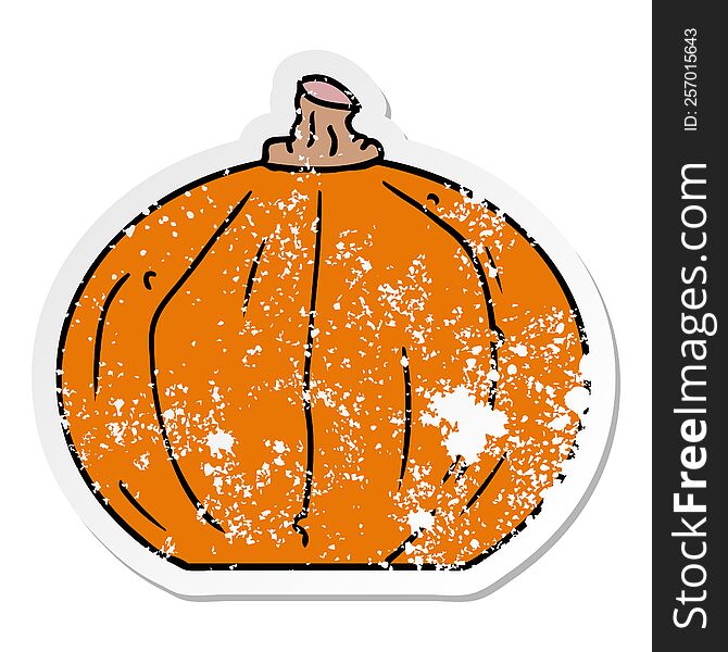 hand drawn distressed sticker cartoon doodle of a pumpkin