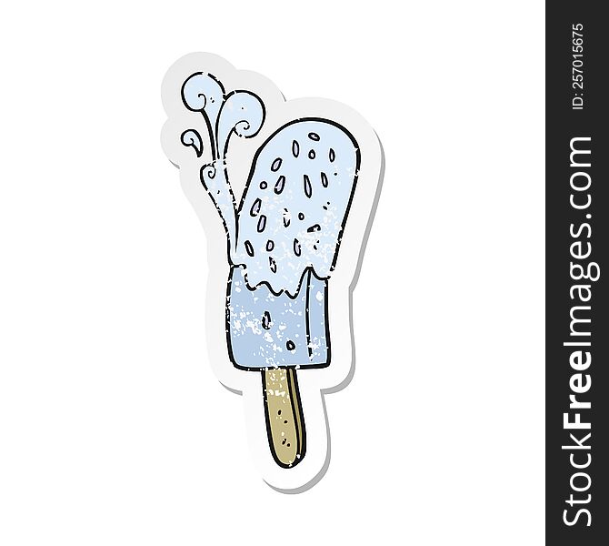 Retro Distressed Sticker Of A Cartoon Ice Lolly