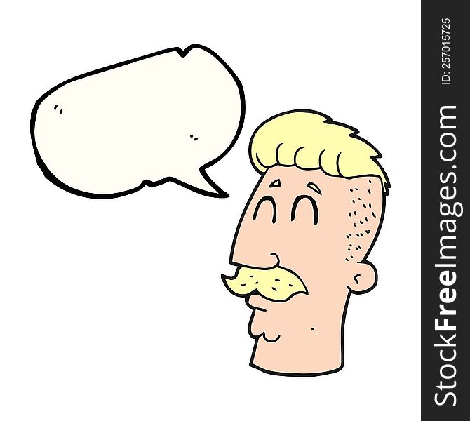 Speech Bubble Cartoon Man With Hipster Hair Cut