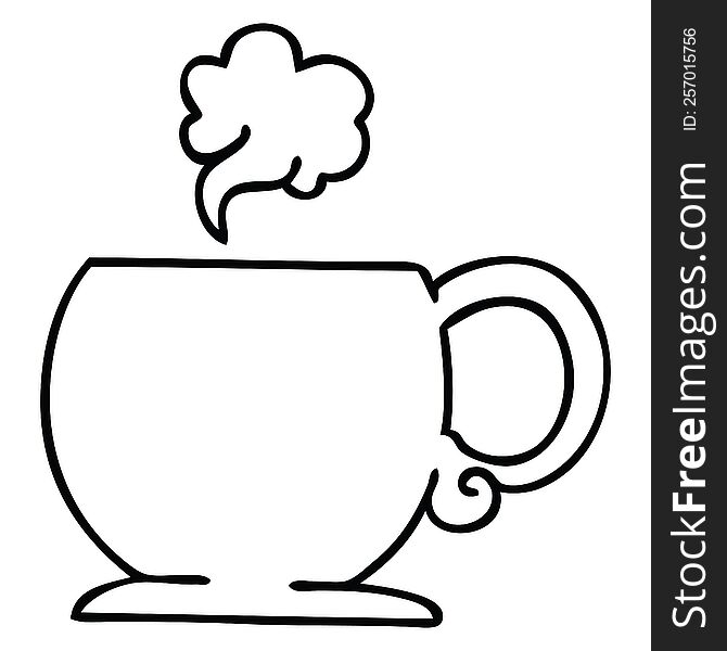 line drawing quirky cartoon hot drink. line drawing quirky cartoon hot drink