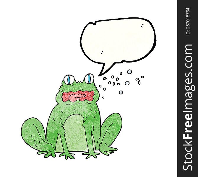 freehand speech bubble textured cartoon burping frog