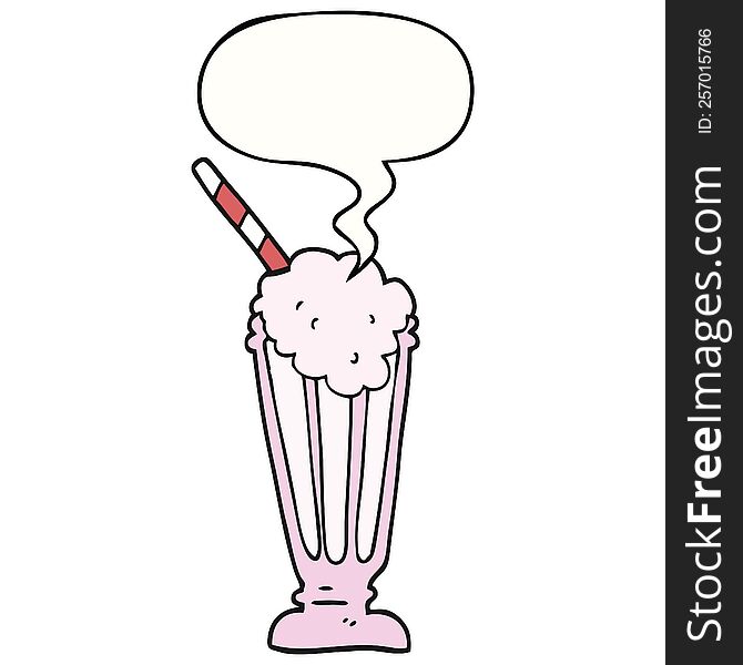 cartoon milkshake with speech bubble. cartoon milkshake with speech bubble