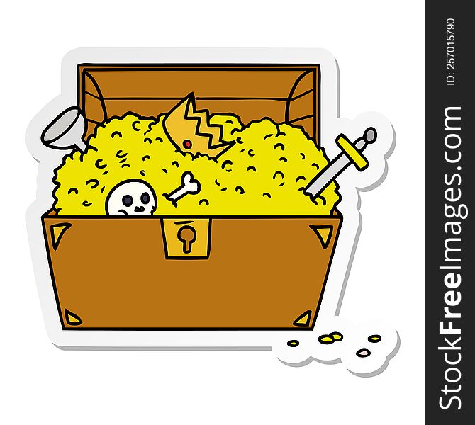 hand drawn sticker cartoon doodle of a treasure chest