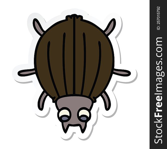 sticker of a quirky hand drawn cartoon beetle