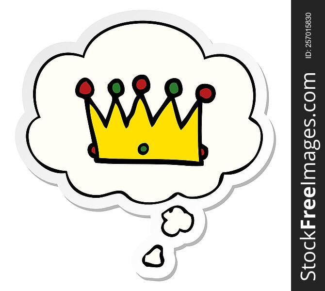 Cartoon Crown And Thought Bubble As A Printed Sticker