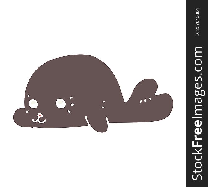 flat color style cartoon baby seal