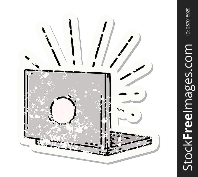 Grunge Sticker Of Tattoo Style Laptop Computer