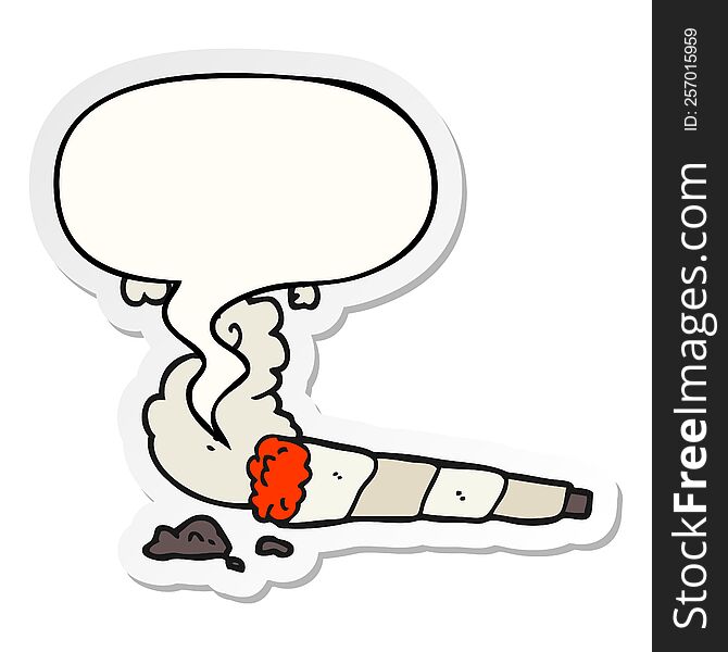 Cartoon Cigarette And Speech Bubble Sticker