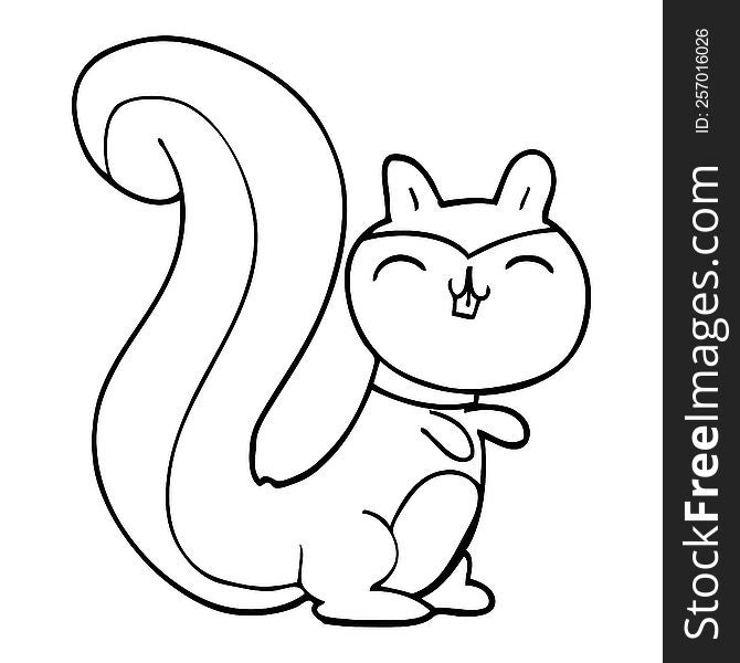 line drawing cartoon happy squirrel