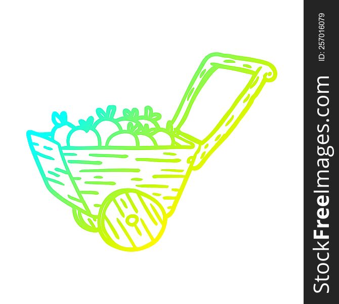 cold gradient line drawing of a cart full of fresh apples