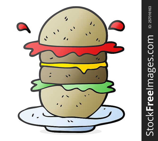 freehand drawn cartoon burger