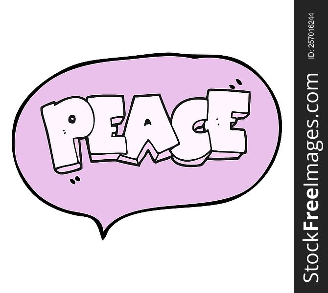 freehand drawn speech bubble cartoon word peace