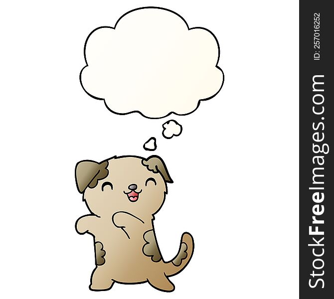 cute cartoon puppy and thought bubble in smooth gradient style