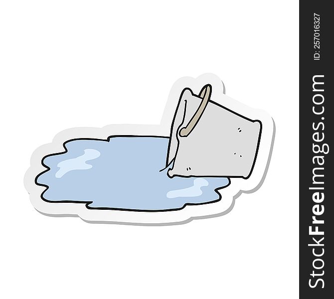 sticker of a cartoon spilled bucket