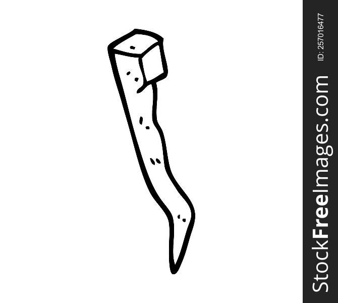 line drawing cartoon old bent iron nail