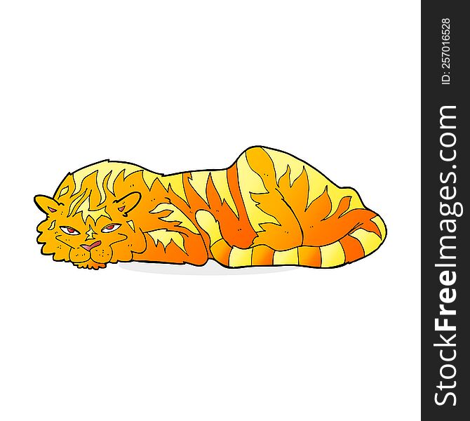 cartoon resting tiger