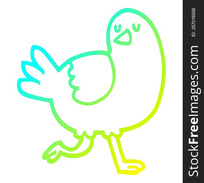 Cold Gradient Line Drawing Cartoon Bird Running