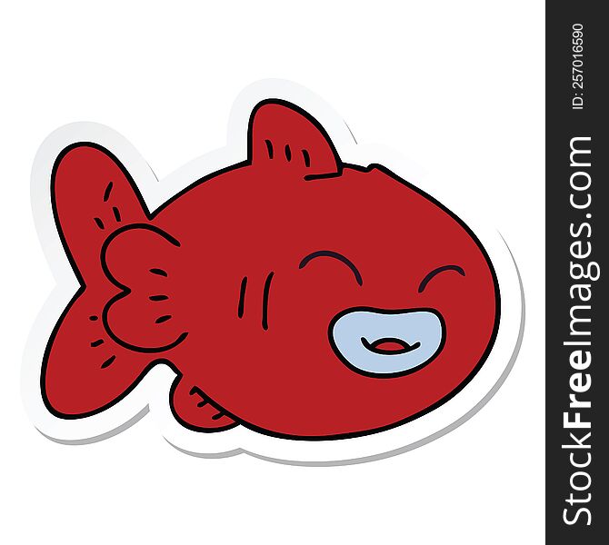 sticker of a quirky hand drawn cartoon fish