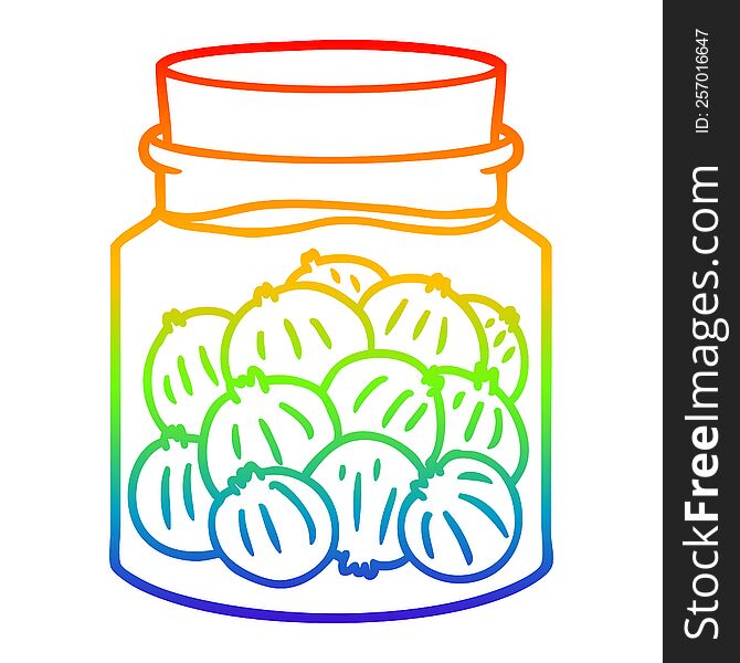 rainbow gradient line drawing of a cartoon pickled onions