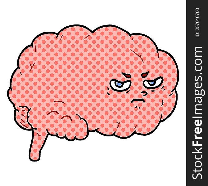cartoon angry brain. cartoon angry brain