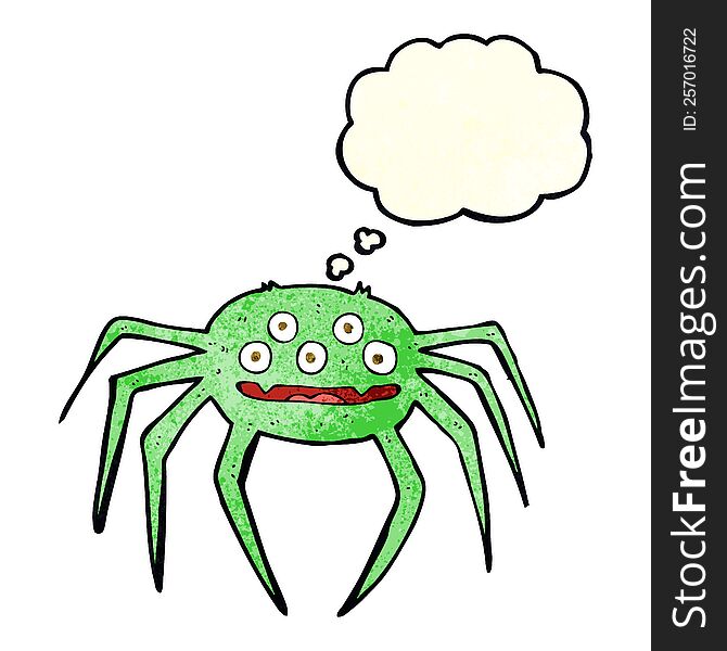 Cartoon Halloween Spider With Thought Bubble
