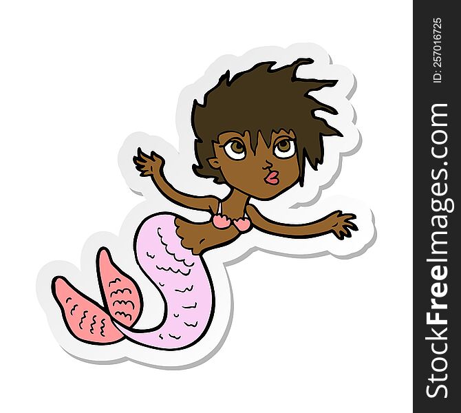 Sticker Of A Cartoon Mermaid