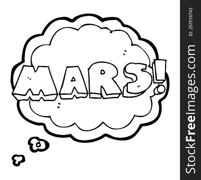 freehand drawn thought bubble cartoon Mars text symbol