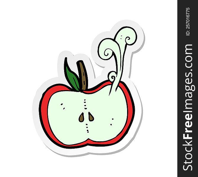 Sticker Of A Cartoon Juicy Apple Half