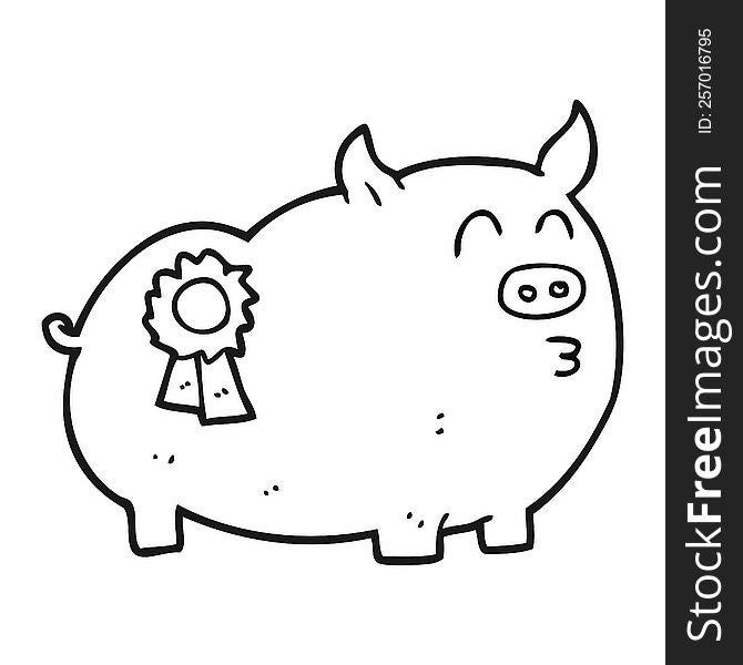 Black And White Cartoon Prize Winning Pig