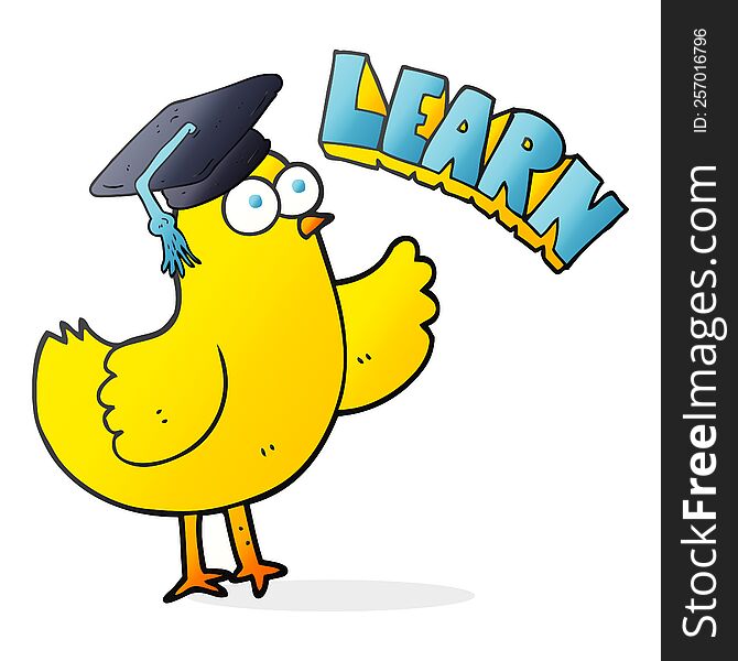 Cartoon Bird With Learn Text