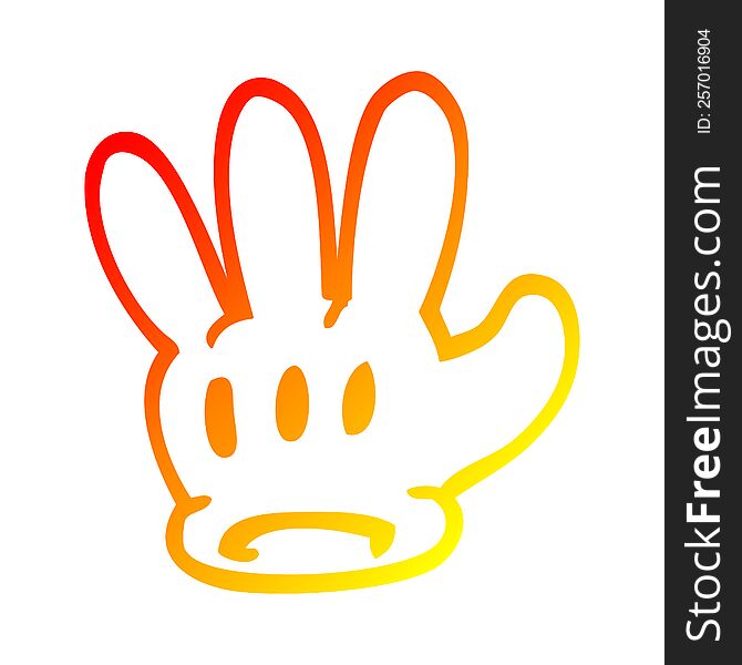 warm gradient line drawing of a traditional cartoon glove