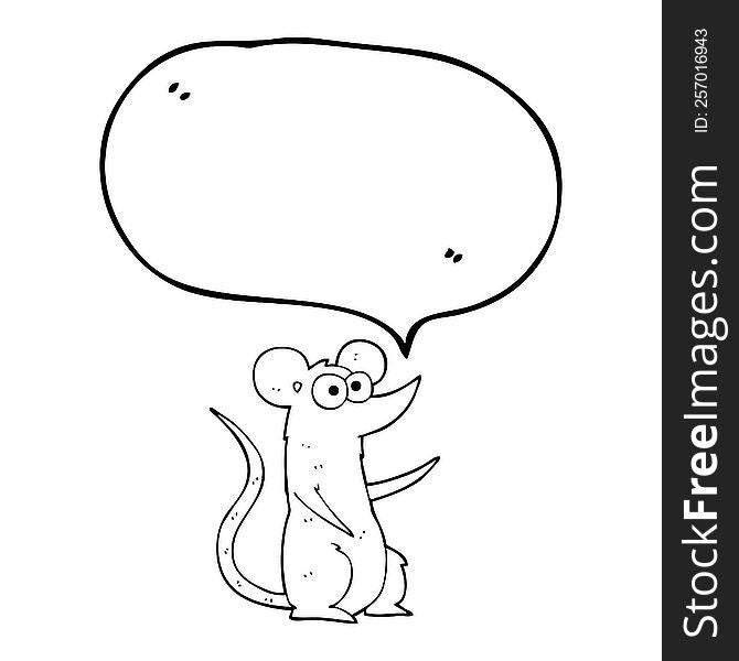 freehand drawn speech bubble cartoon mouse in love
