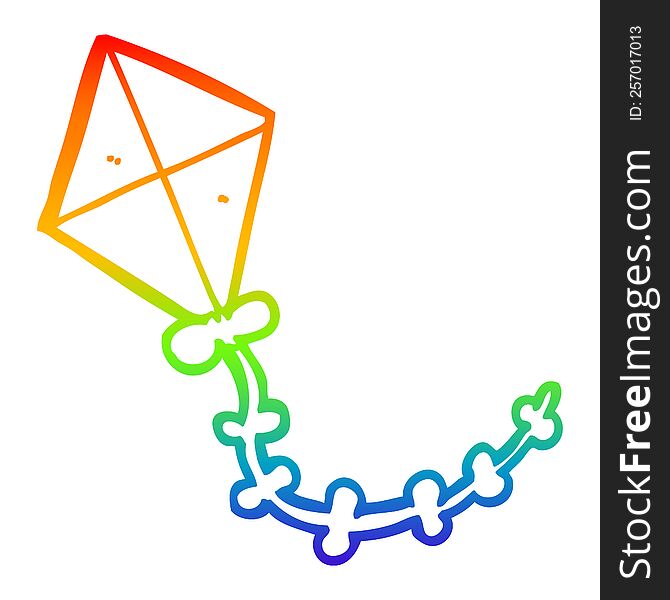 rainbow gradient line drawing of a cartoon kite